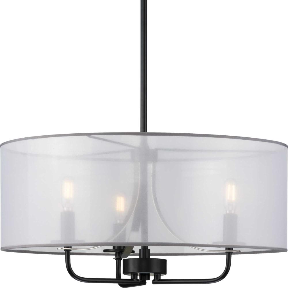 ORGANZA SHADE 3-60W CAND PENDANT