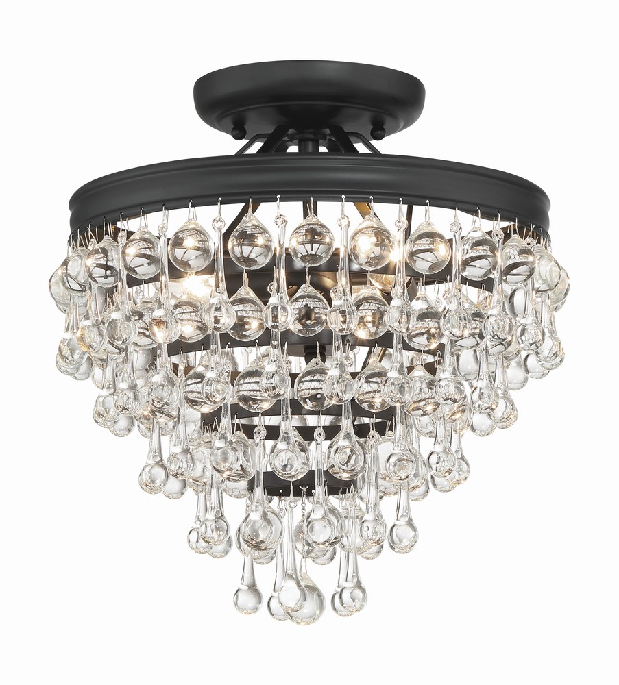 Calypso 3 Light Matte Black Semi Flush Mount