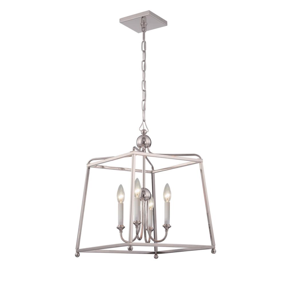 Libby Langdon Sylvan 4 Light Polished Nickel Lantern Chandelier