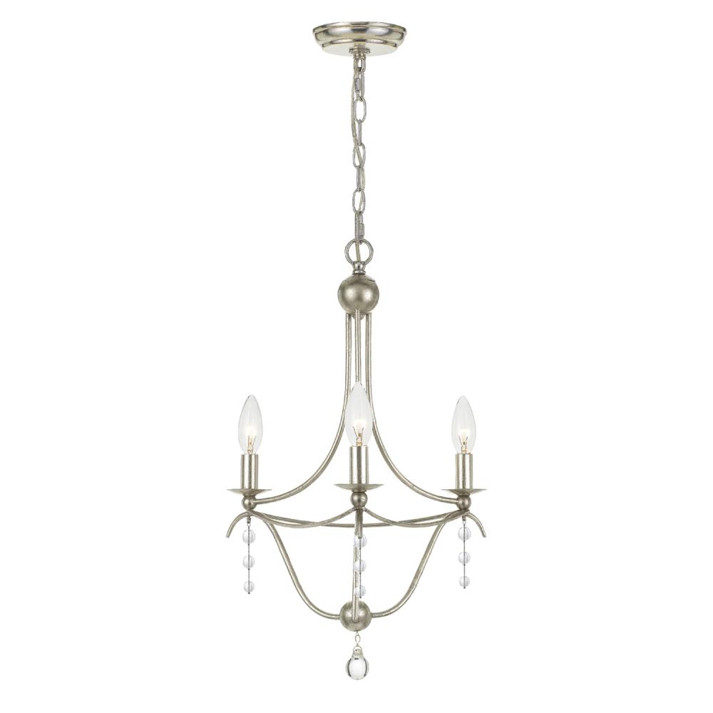 Metro 3 Light Antique Silver Mini Chandelier